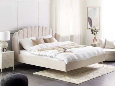Fabric EU Super King Size Bed Beige AMBILLOU
