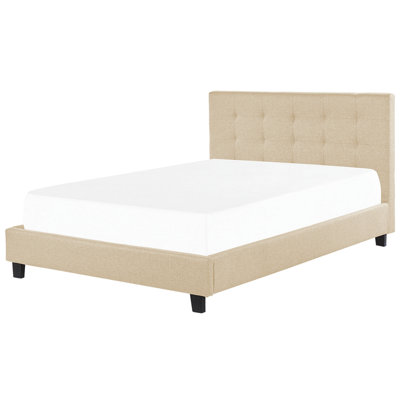 Fabric EU Super King Size Bed Beige LA ROCHELLE