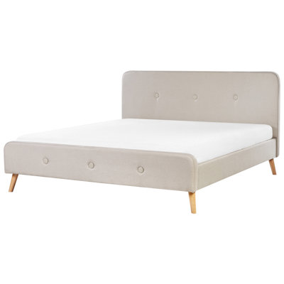 Fabric EU Super King Size Bed Beige RENNES