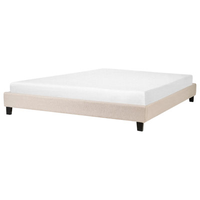 Fabric EU Super King Size Bed Beige ROANNE