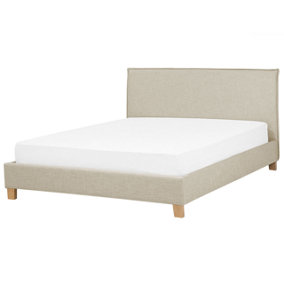 Fabric EU Super King Size Bed Beige SENNEZ