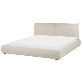 Fabric EU Super King Size Bed Beige VINAY