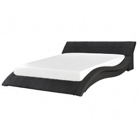 Fabric EU Super King Size Bed Black VICHY