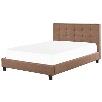 Fabric EU Super King Size Bed Brown LA ROCHELLE