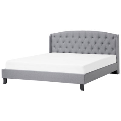 Fabric EU Super King Size Bed Grey BORDEAUX