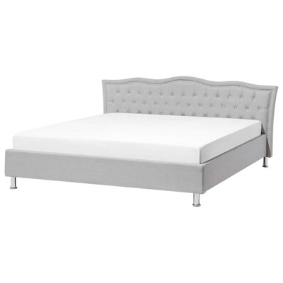 Fabric EU Super King Size Bed Grey METZ