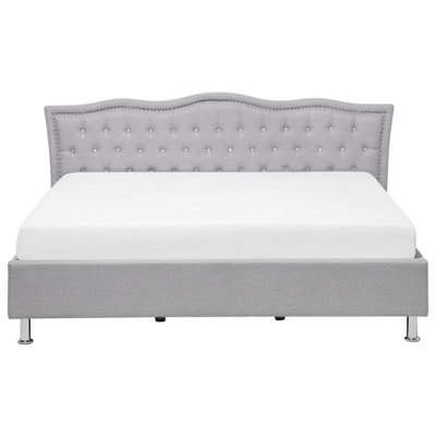 Fabric EU Super King Size Bed Grey METZ