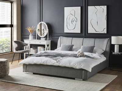 Fabric EU Super King Size Bed Grey NANTES