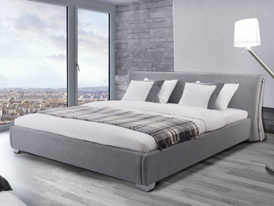 Fabric EU Super King Size Bed Grey PARIS
