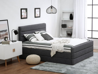 Fabric EU Super King Size Bed Grey VALBONNE