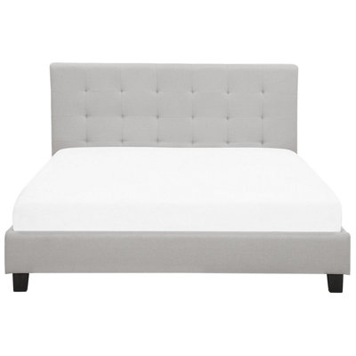 Fabric EU Super King Size Bed Light Grey LA ROCHELLE