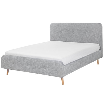 Fabric EU Super King Size Bed Light Grey RENNES