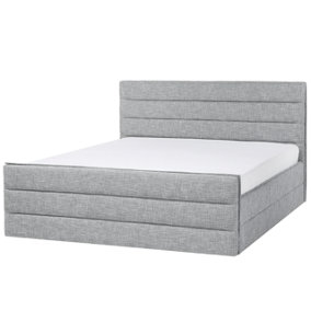 Fabric EU Super King Size Bed Light Grey VALBONNE