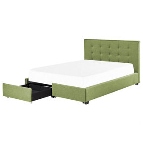 Fabric EU Super King Size Bed with Storage Green LA ROCHELLE