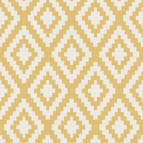 Fabric Geometric Wallpaper In Mustard