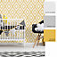 Fabric Geometric Wallpaper In Mustard