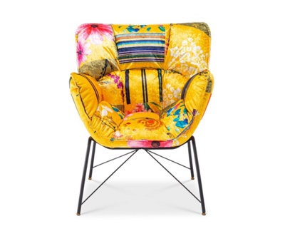 Fabric Gold Patchwork Eliana Accent Chair