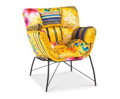 Fabric Gold Patchwork Eliana Accent Chair