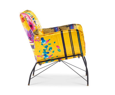 Fabric Gold Patchwork Eliana Accent Chair