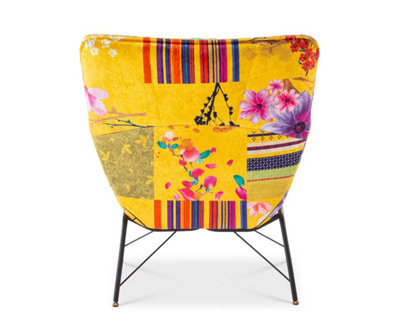 Fabric Gold Patchwork Eliana Accent Chair