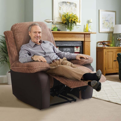 Fabric Jumbo Cord Chair Recliner Brown
