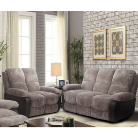 Fabric Jumbo Cord Sofa 3 Seater 2 Seater Chair Recliners Grey or Brown