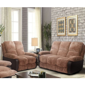 Fabric Jumbo Cord Sofa 3 Seater 2 Seater Chair Recliners Grey or Brown