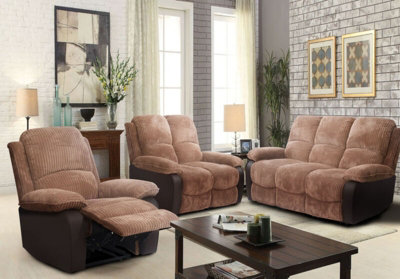 Grey couch with brown deals leather chairs