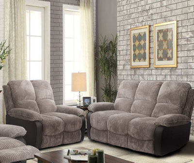Fabric Jumbo Cord Sofa 3 Seater 2 Seater Recliners Grey