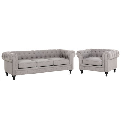 Fabric Living Room Set Light Grey CHESTERFIELD