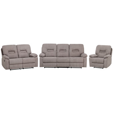 Large Manual Recliner Chair in Fabric for Living Room, Beige