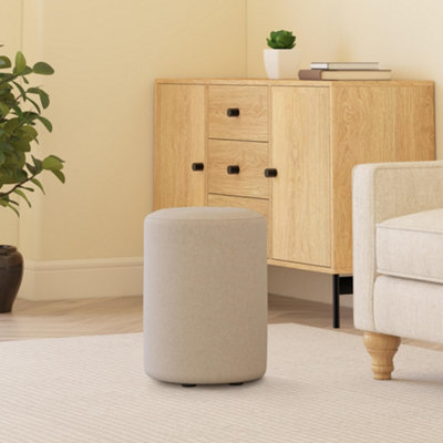 Fabric Material Round Stools Poz Wool - Marl Grey