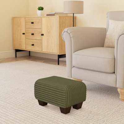 Fabric Material Small Footstools Mahogany Wood Chunky Legs - Costa ...