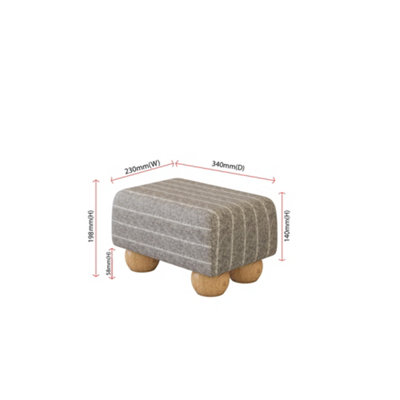 Fabric Material Small Footstools Natural Wood Bun Feet - Pinstripe Wool ...