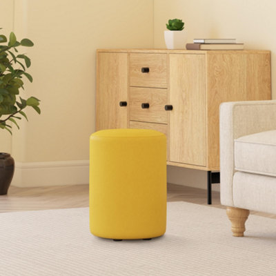 Fabric Material Small Footstools Natural Wood Chunky Legs - Costa ...