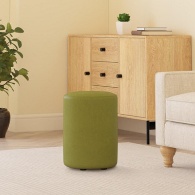 Fabric Material Small Footstools Natural Wood Chunky Legs - Costa ...