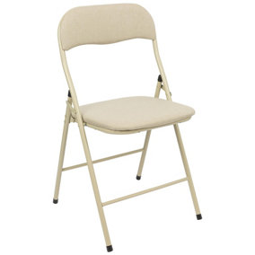 Fabric Padded Metal Folding Chair - Beige