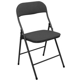 Fabric Padded Metal Folding Chair - Black