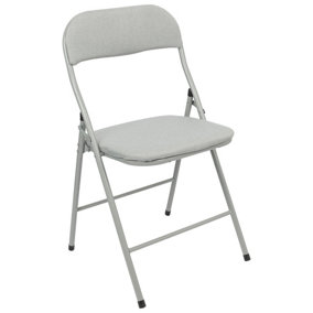 Fabric Padded Metal Folding Chair - Grey