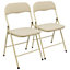 Fabric Padded Metal Folding Chairs - Beige - Pack of 2
