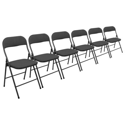 Fabric Padded Metal Folding Chairs - Black - Pack of 6