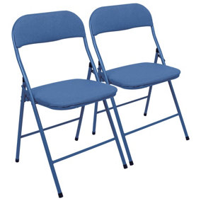 Fabric Padded Metal Folding Chairs - Blue - Pack of 2