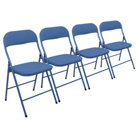 Fabric Padded Metal Folding Chairs - Blue - Pack of 4