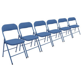 Fabric Padded Metal Folding Chairs - Blue - Pack of 6