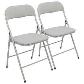 Fabric Padded Metal Folding Chairs - Grey - Pack of 2