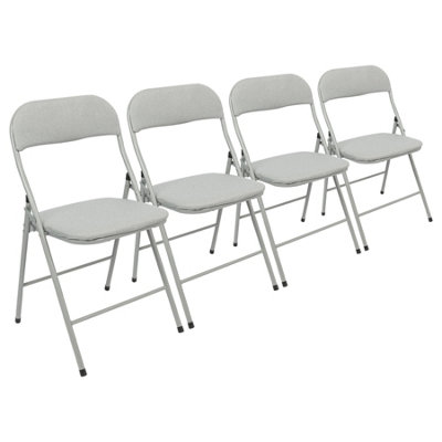 Fabric Padded Metal Folding Chairs - Grey - Pack of 4