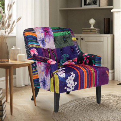 Fabric Patchwork Lydia Accent Chair