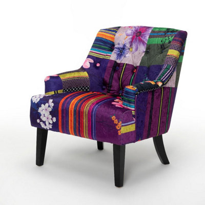 Fabric Patchwork Lydia Accent Chair