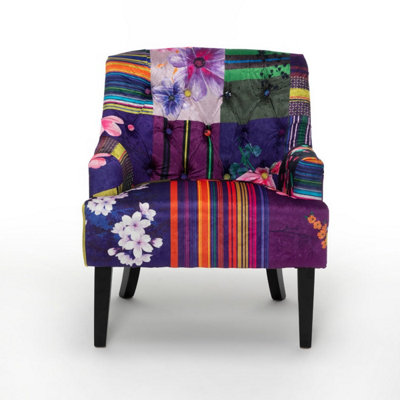 Fabric Patchwork Lydia Accent Chair
