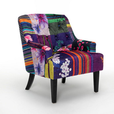 Fabric Patchwork Lydia Accent Chair